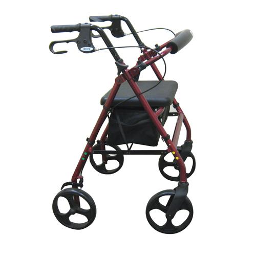 Rollator 4-Wheel with Pouch & Padded Seat  Red - Drive