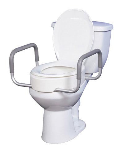 Elevated Toilet Seat w/Arms For Elongated Toilets T/F