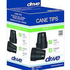 Cane Tips for 1  Cane Diameter Black (Pair)  Retail Box