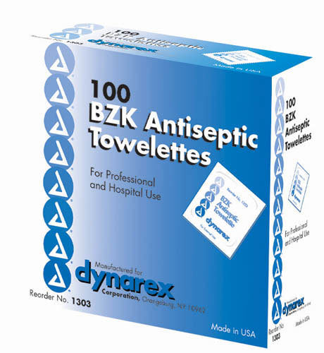 BZK Towelettes Bx/100 Non-Sterile